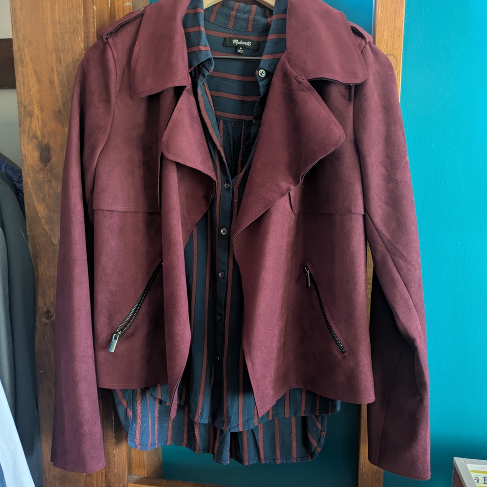 Kut from the Kloth Plum/Maroon Blazer with Zipper Pockets